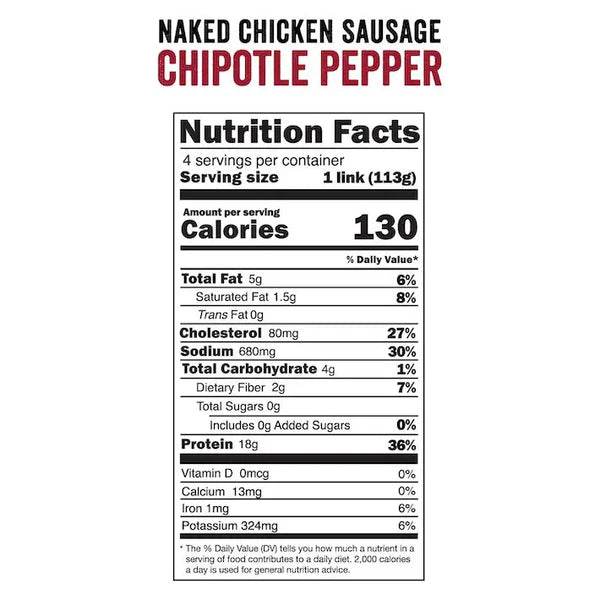 Chipotle Chicken Sausages (2 packs of (4) 4 oz. links)
